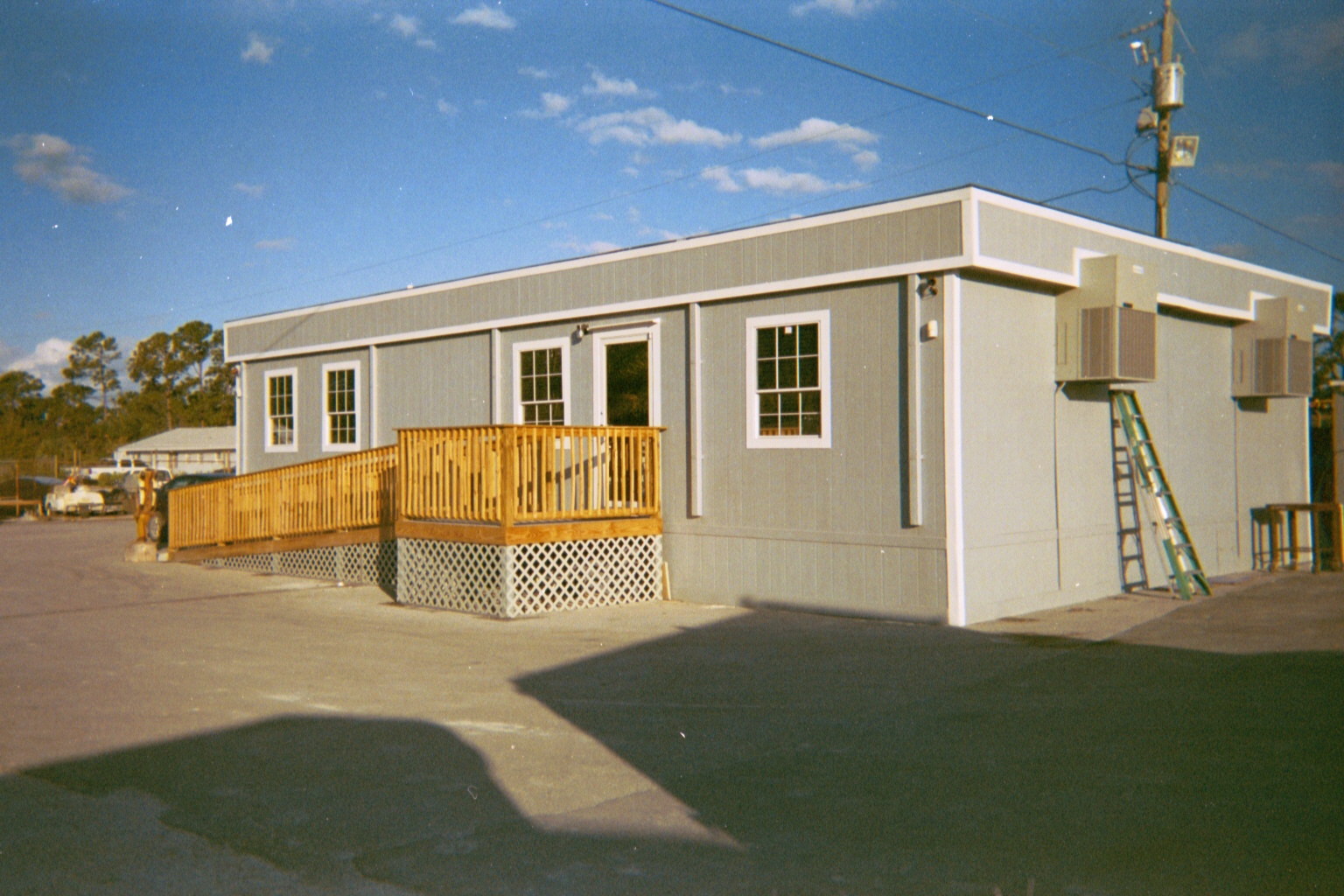 Portable classroom building prepared for daily school use